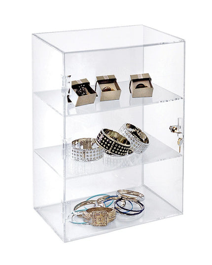 ***Azar Acrylic Lockbox Countertop Display Case w/ 3 Shelves 12.375" Wide