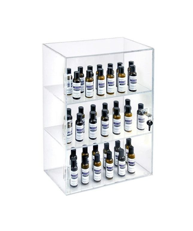 ***Azar Acrylic Lockbox Countertop Display Case w/ 3 Shelves 12.375" Wide