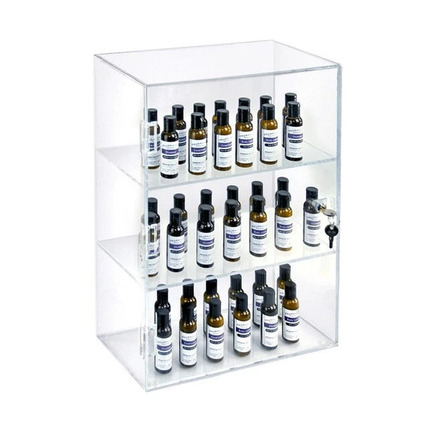 ***Azar Acrylic Lockbox Countertop Display Case w/ 3 Shelves 12.375" Wide