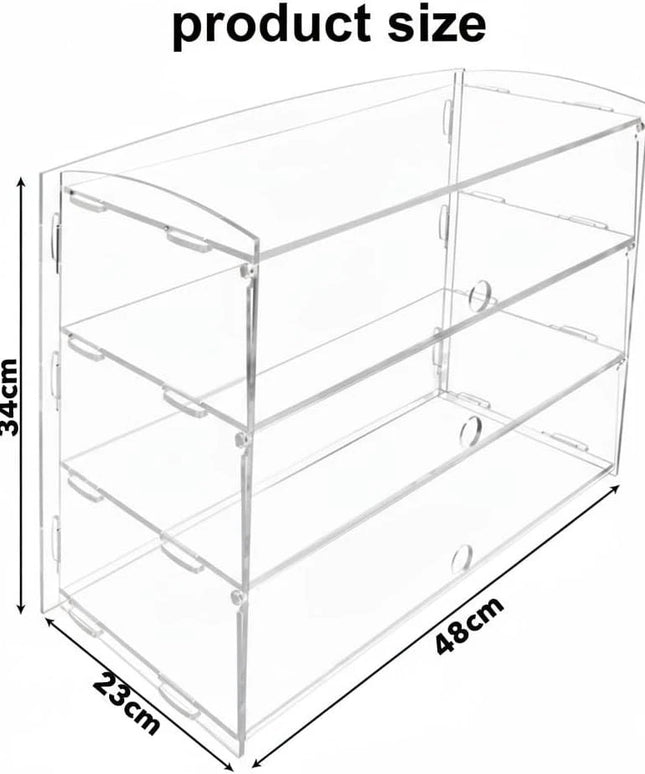 ***3-Tier Commercial Bread Bin, Clear Cake Display,48*23*34CM Acrylic Bakery Displa