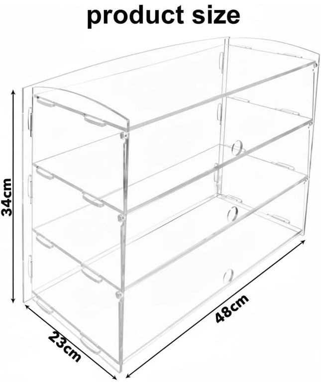 ***3-Tier Commercial Bread Bin, Clear Cake Display,48*23*34CM Acrylic Bakery Displa