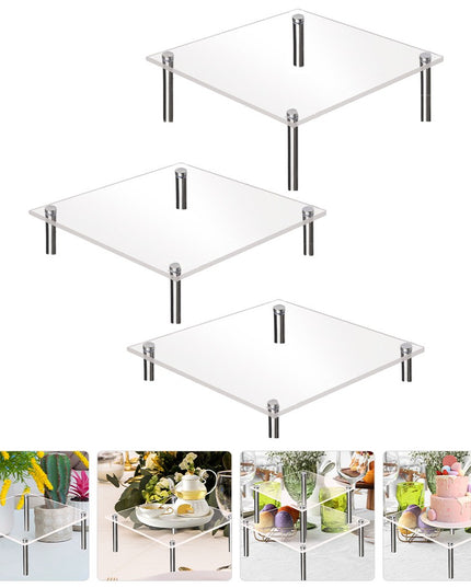 ***3Pcs Transparent Cake Stand Stackable Party Dessert Stand Acrylic Cupcake Stand