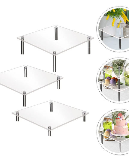 ***3Pcs Transparent Cake Stand Stackable Party Dessert Stand Acrylic Cupcake Stand