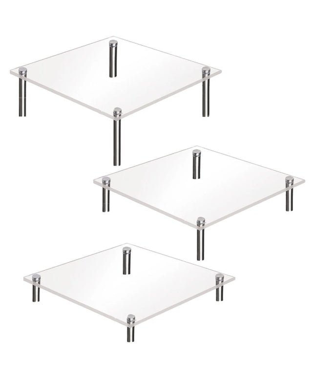 ***3Pcs Transparent Cake Stand Stackable Party Dessert Stand Acrylic Cupcake Stand