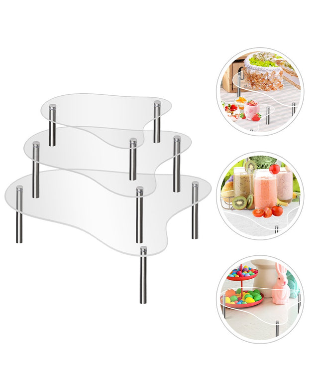 ***3 Pcs Cupcake Display Riser Wedding Stand Clear Stands Dessert Table