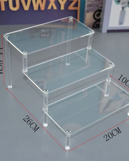***Acrylic Display Risers,Clear Shelf 3 Tier Cupcake Display Stand Steps Organizer
