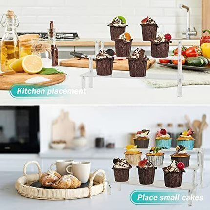 ***Acrylic Display Risers,Clear Shelf 3 Tier Cupcake Display Stand Steps Organizer