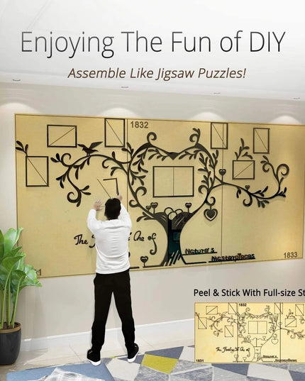 لوحة جدارية على شكل شجرة عائلة من الأكريليك - ديكور قابل للإزالة يمكنك تركيبه بنفسك مع اقتباس ملهم