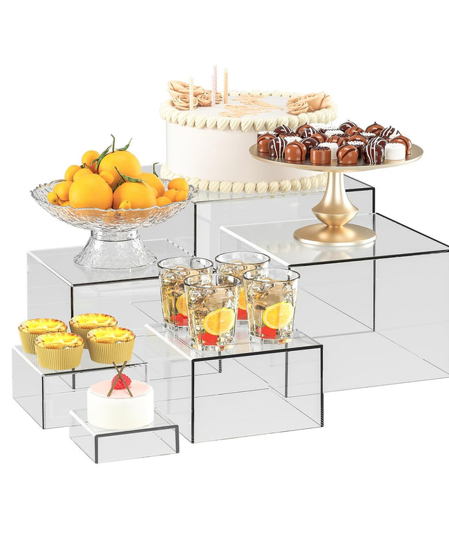 6 Pcs Clear Acrylic Boxes for Display as Buffet Risers and Stands, Food Riser...