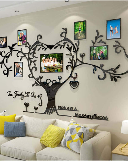 لوحة جدارية على شكل شجرة عائلة من الأكريليك - ديكور قابل للإزالة يمكنك تركيبه بنفسك مع اقتباس ملهم