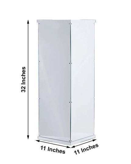 ***SILVER 32" Acrylic DISPLAY BOX Pedestal Riser Centerpiece Column Decorations