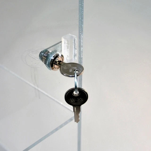 Azar Acrylic Lockbox Countertop Display Case w/ 3 Shelves 12.375" Wide