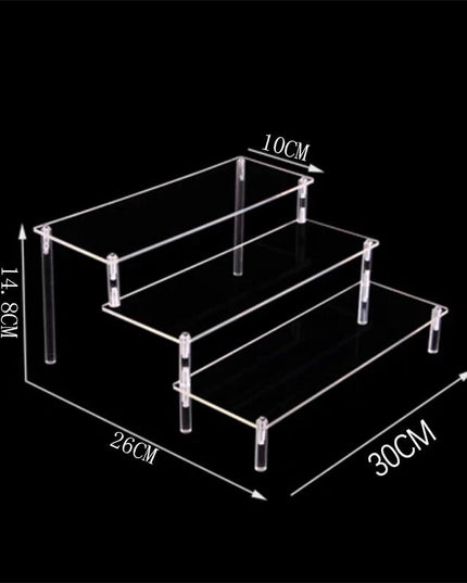 حامل عرض أكريليك، رف شفاف، منظم عرض كب كيك من 3 طبقات