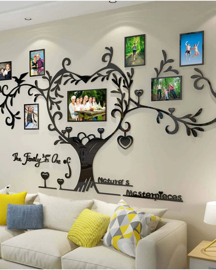 لوحة جدارية على شكل شجرة عائلة من الأكريليك - ديكور قابل للإزالة يمكنك تركيبه بنفسك مع اقتباس ملهم