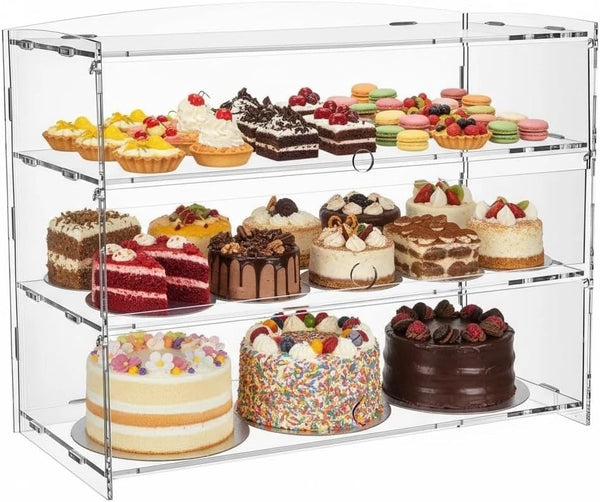***3-Tier Commercial Bread Bin, Clear Cake Display,48*23*34CM Acrylic Bakery Displa