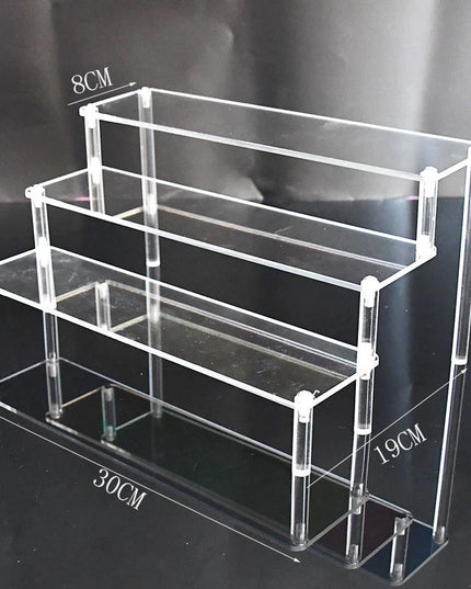 حامل عرض أكريليك، رف شفاف، منظم عرض كب كيك من 3 طبقات