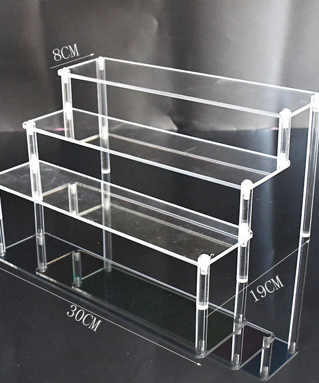 Acrylic Display Risers,Clear Shelf 3 Tier Cupcake Display Stand Steps Organizer