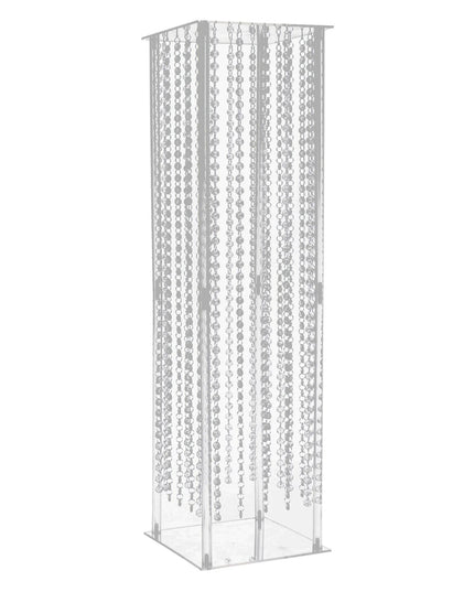 حامل مركزي من الأكريليك الشفاف مقاس 32 بوصة، مزين بخرز كريستالي معلق، لتزيين الحفلات والمنزل.