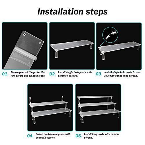 ***Acrylic Display Risers,Clear Shelf 3 Tier Cupcake Display Stand Steps Organizer