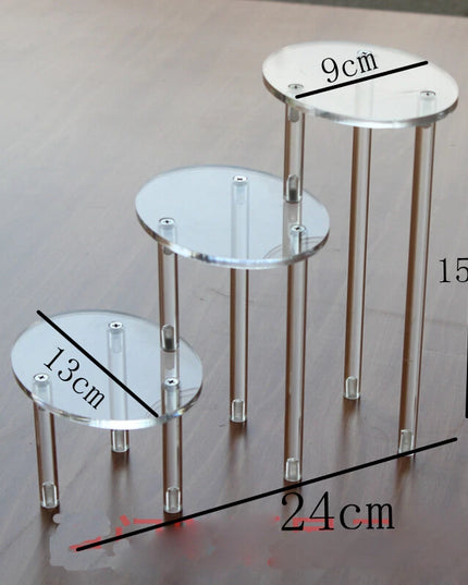 حامل عرض بيضاوي شفاف من الأكريليك بثلاثة أرفف، رف مجوهرات وزينة، ديكور طاولة