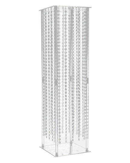 حامل مركزي من الأكريليك الشفاف مقاس 32 بوصة، مزين بخرز كريستالي معلق، لتزيين الحفلات والمنزل.