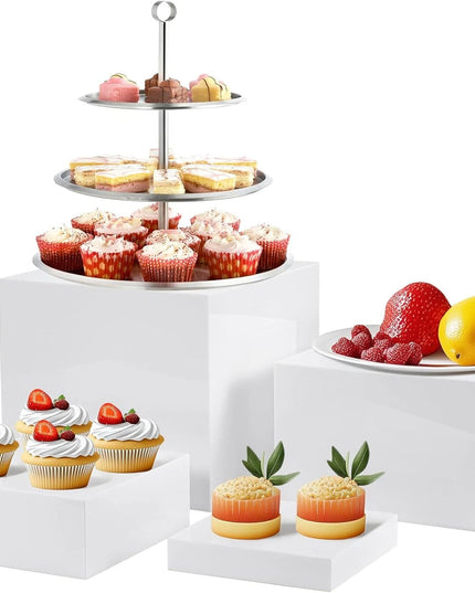 ***8PCS Acrylic Buffet Riser Food Display Dessert Cake Stand Stackable Box Party UK