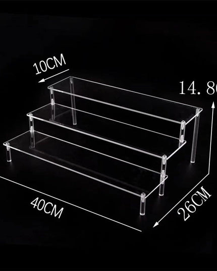 حامل عرض أكريليك، رف شفاف، منظم عرض كب كيك من 3 طبقات