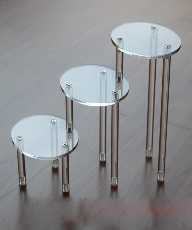 3-Tier Clear Oval Acrylic Display Stand Jewelry Ornament Rack Holder Table Decor