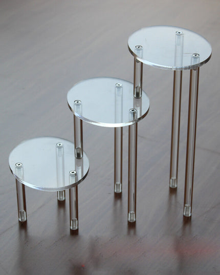 حامل عرض بيضاوي شفاف من الأكريليك بثلاثة أرفف، رف مجوهرات وزينة، ديكور طاولة